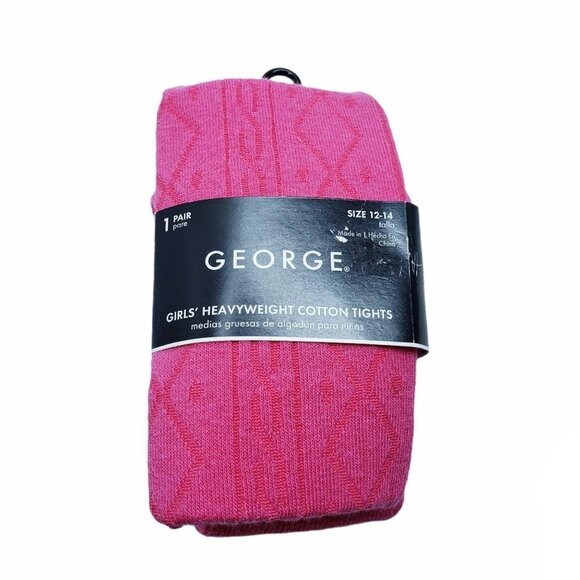George Girl's Heavyweight Cotton Tights Size 12-14 Pink NEW - Picture 4 of 4